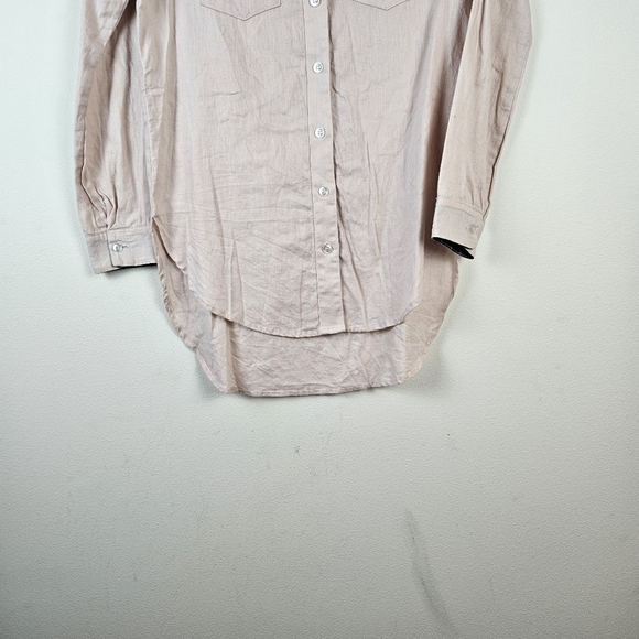 Jennifer Glasgow Cotton FLAX Button Down Shirt Tunic Size Large - Picture 2 of 7